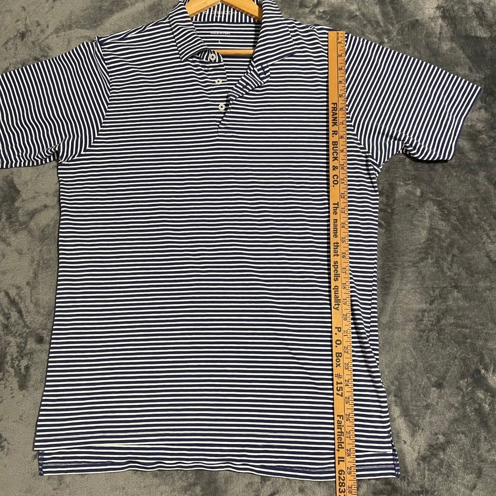 B. Draddy Mens L Striped Golf Polo Shirt Pima Peru Short Sleeve Performance Navy - Picture 8 of 10